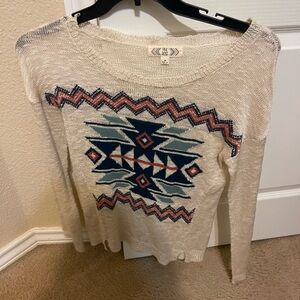 Pink Rose Cream Aztec Pattern Sweater